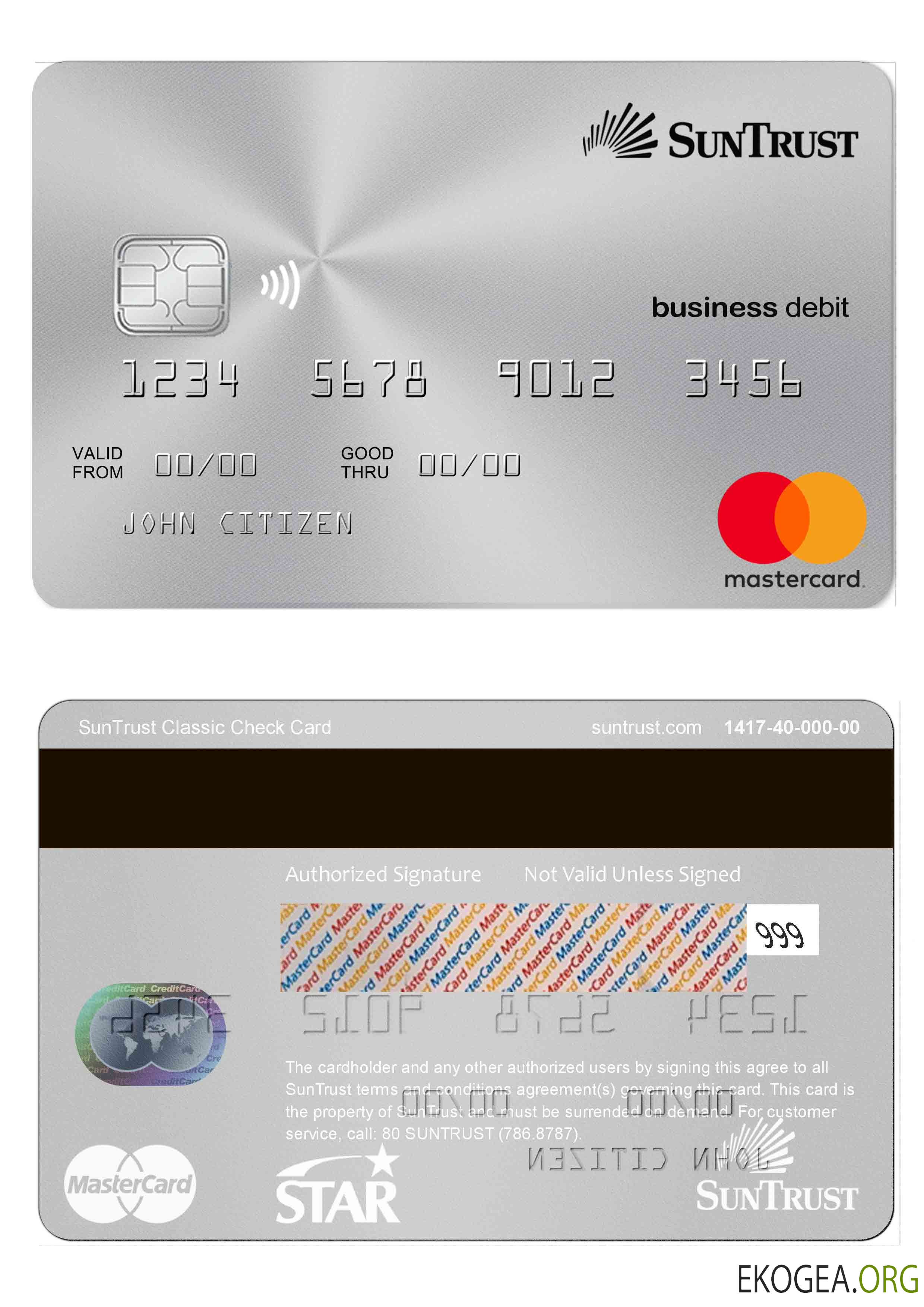 États-Unis SunTrust MasterCard template États-Unis SunTrust MasterCard template